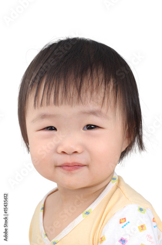 Chinese baby girl with white background