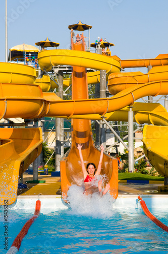 aquapark constructions in swimming-pool photo