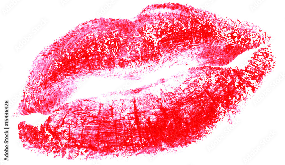 Fototapeta premium big red woman lips isolated on white