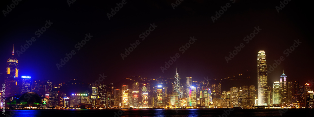 Illuminated Skyline of Hong Kong