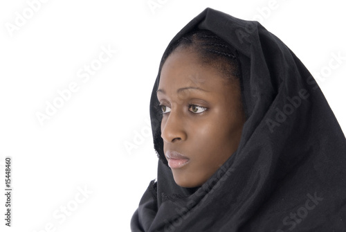 muslim woman with black vell in white background