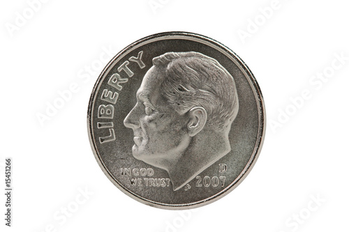 Franlkin Roosevelt dime coin with clipping path photo