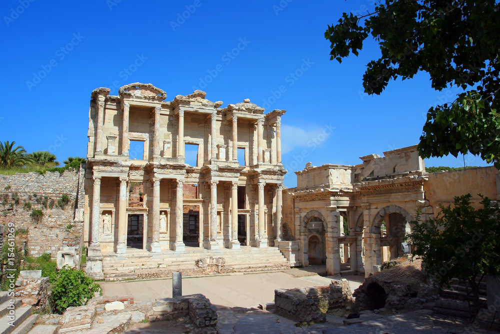 Facade of ancient Celsius Library in Ephesus