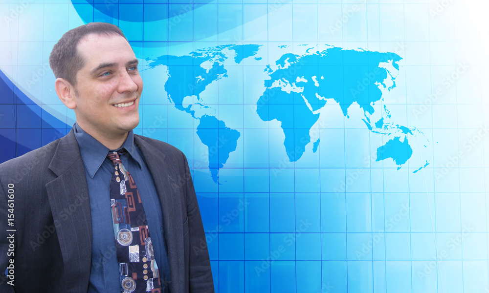 Successful Business Man with Blue Vision Successful Business Man with Blue Vision