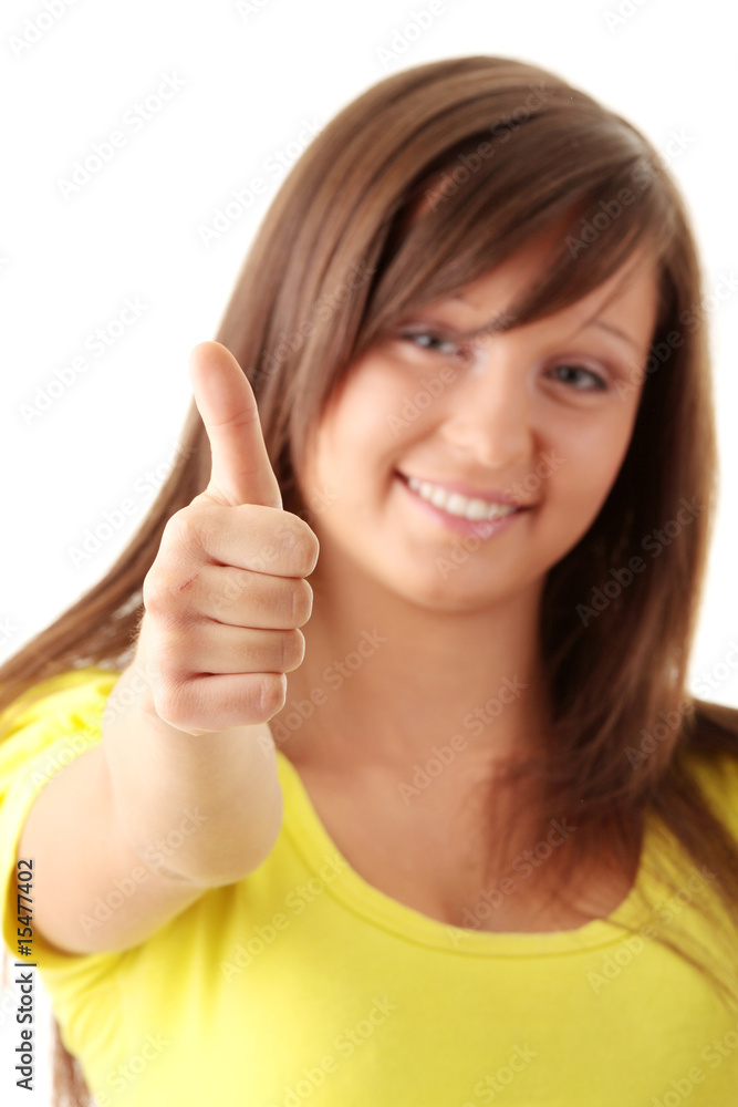 Teenage girl with thumbs up Teenage girl with thumbs up