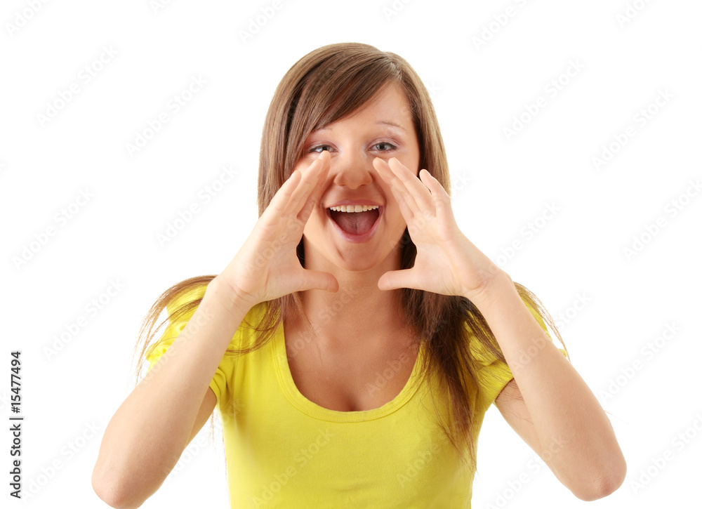 attractive casual woman screaming attractive casual woman screaming