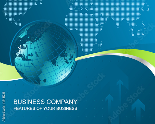 Busines background with illustration of Earth and smooth lines