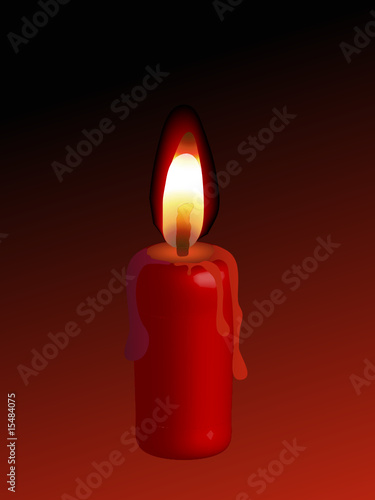 Vector red candle behind the black background