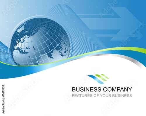 Busines background with illustration of Earth and smooth lines
