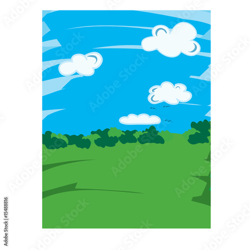 Vector illustration  nature with blue sky and clouds