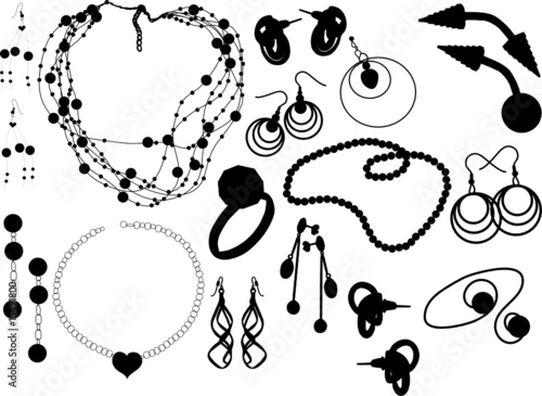 Silhouettes of the various jewellery