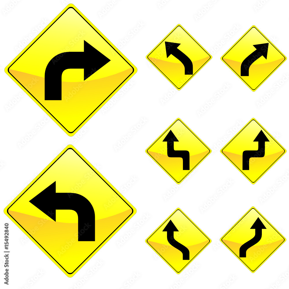 Eight Diamond Shape Yellow Road Signs Eight Diamond Shape Yellow Road Signs