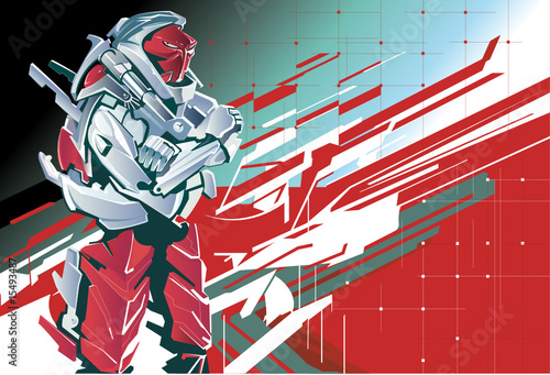 Background with the red robot