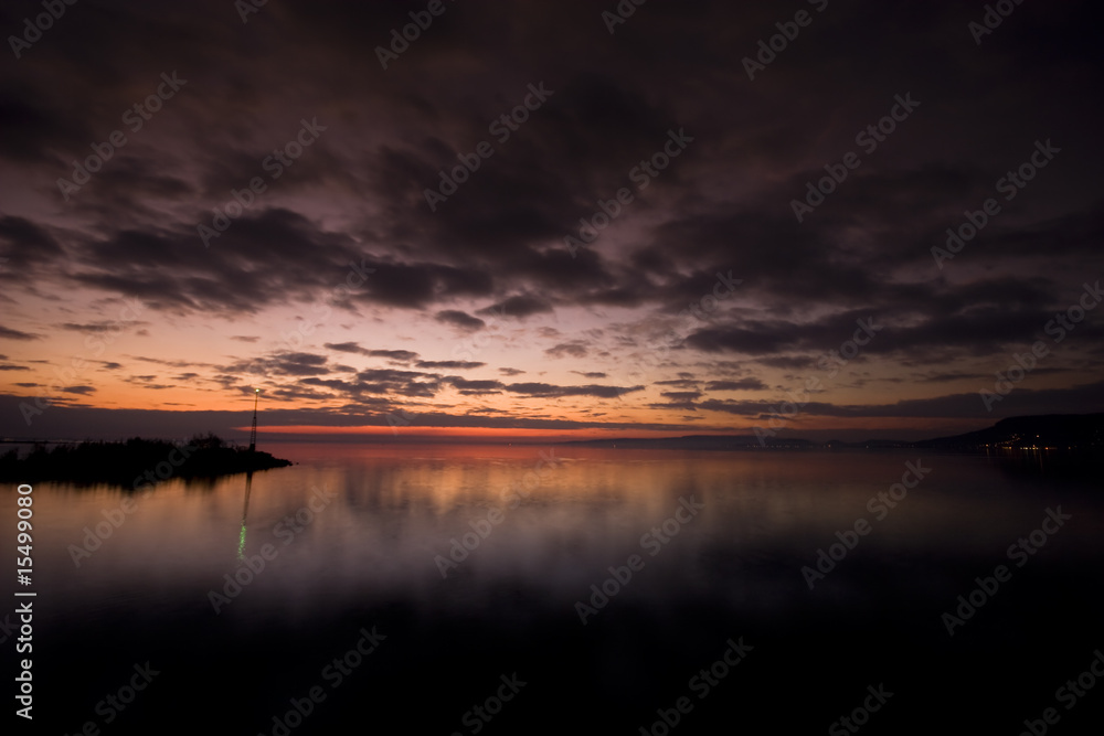 sunset over lake balaton