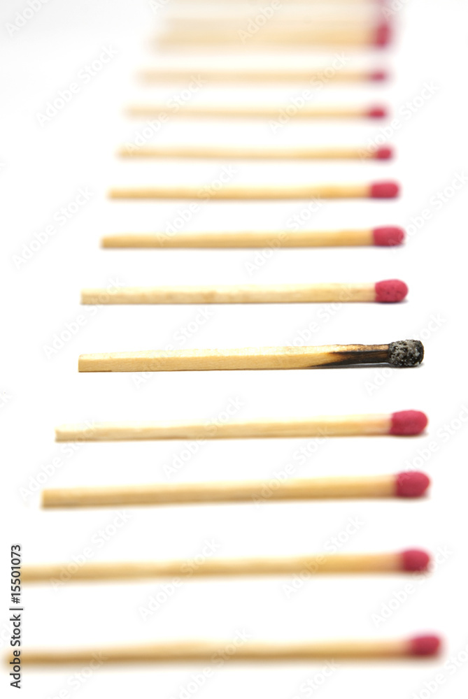 Row of matches with one standout Row of matches with one standout