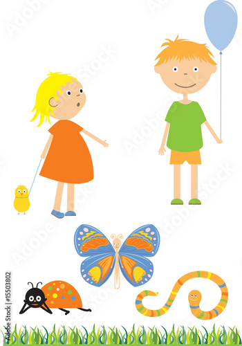 set of kids and insects