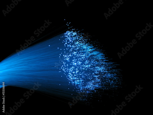 Obraz na płótnie Blue Fiber Optic Light Bundle w salonie