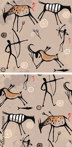 primitive rock painting. Background and seamless Background