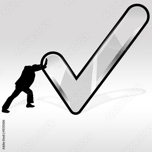 Man pushing success sign