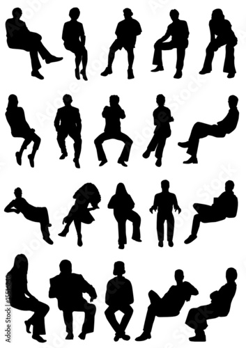 collection of sitting people vector
