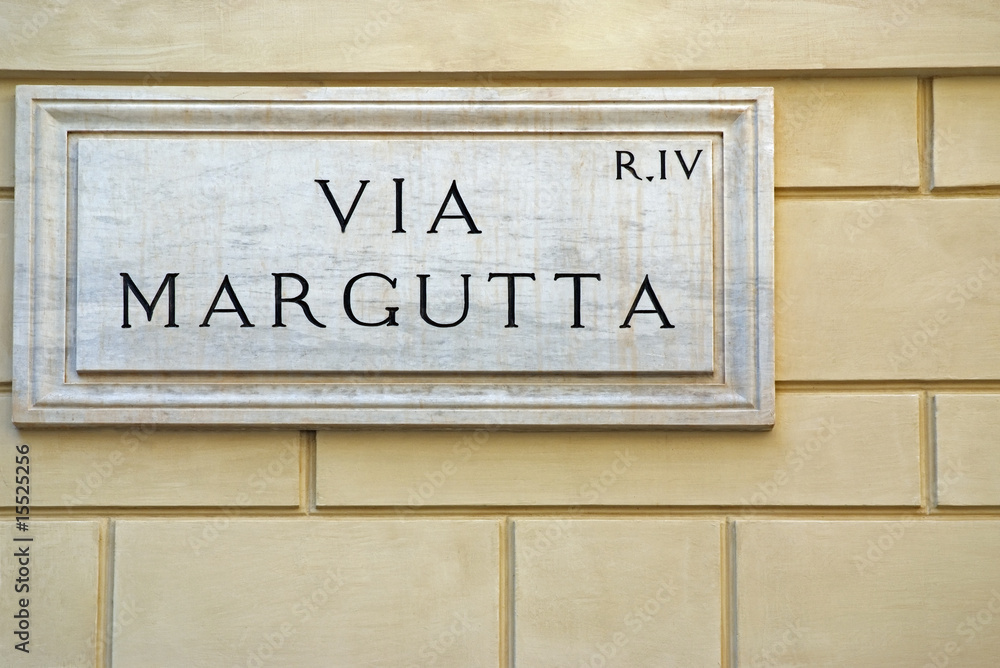 Fototapeta premium Roma, via Margutta, targa in marmo