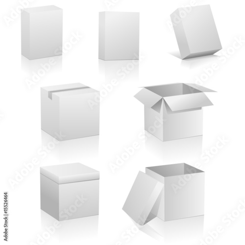 Vector set of blank boxes isolated on white background.