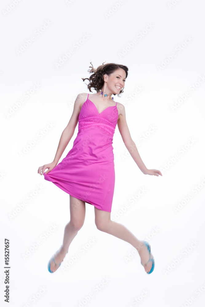 Young Emotional Woman Jumping