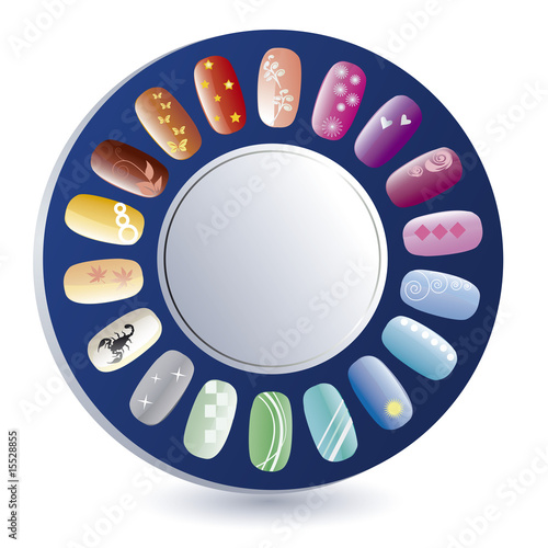 Colorful decorated nails in variety of colors
