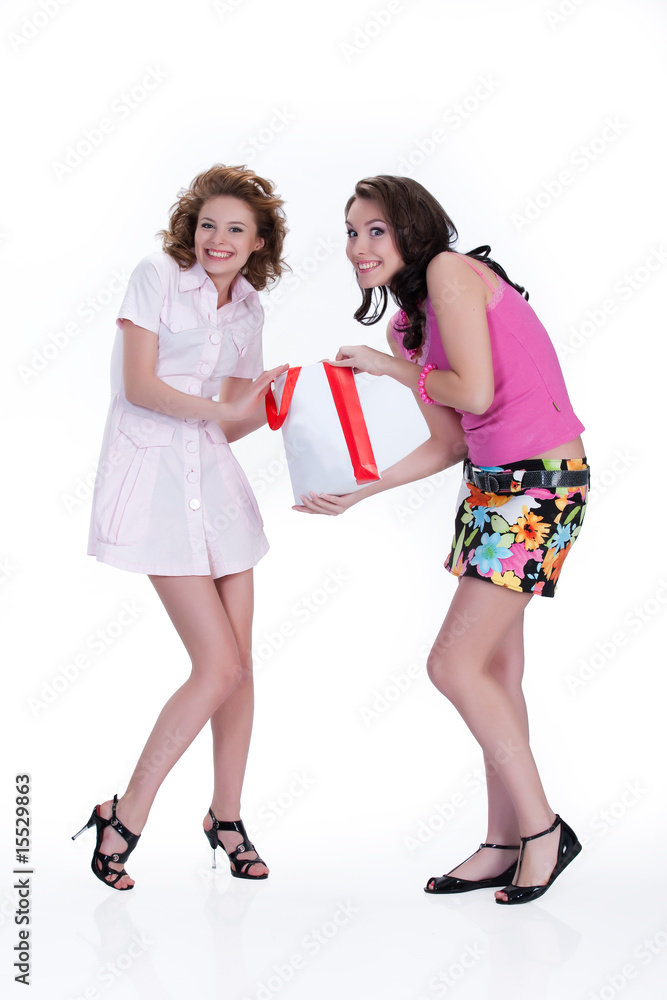 Young Emotional Women With Paper Bag