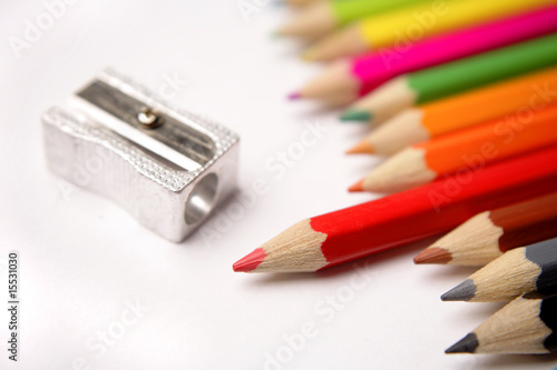 Colored pencils and sharpener