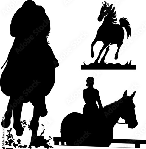 horse running vector silhouettes