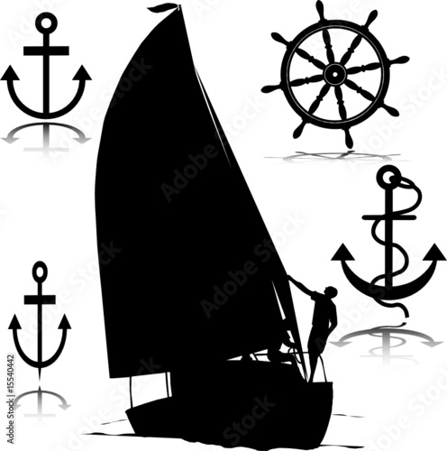 sailing vector silhouettes
