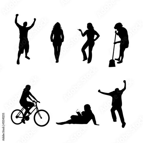 Vector silhouettes pack  - a variety of people in action.