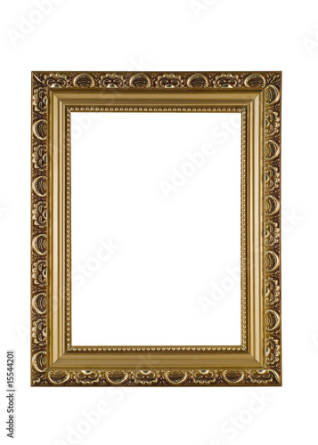 Empty golden frame for picture or portrait