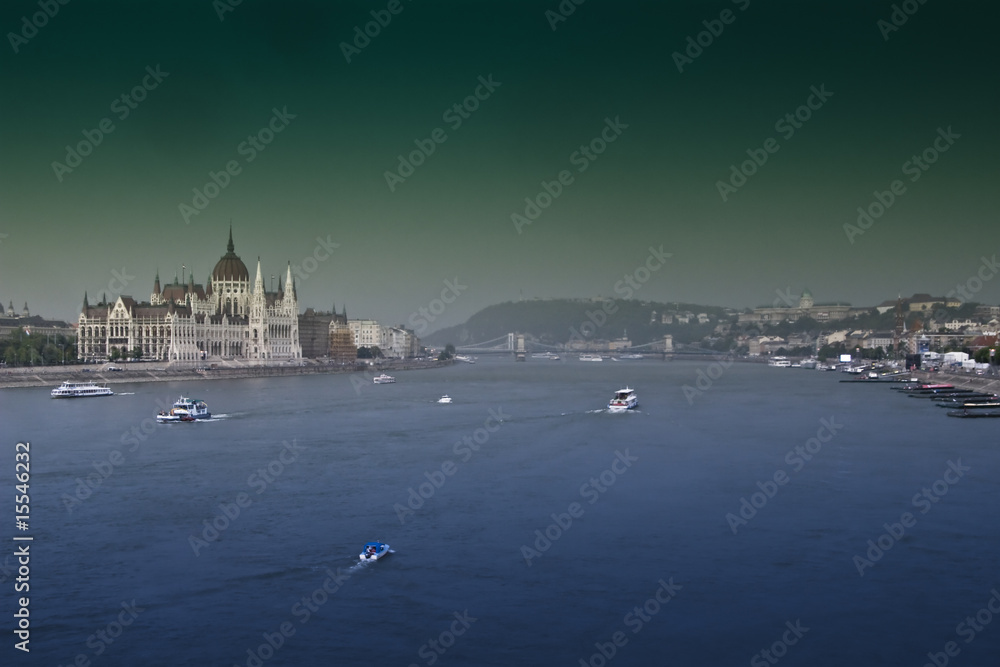 boats on river Danube in Budapest