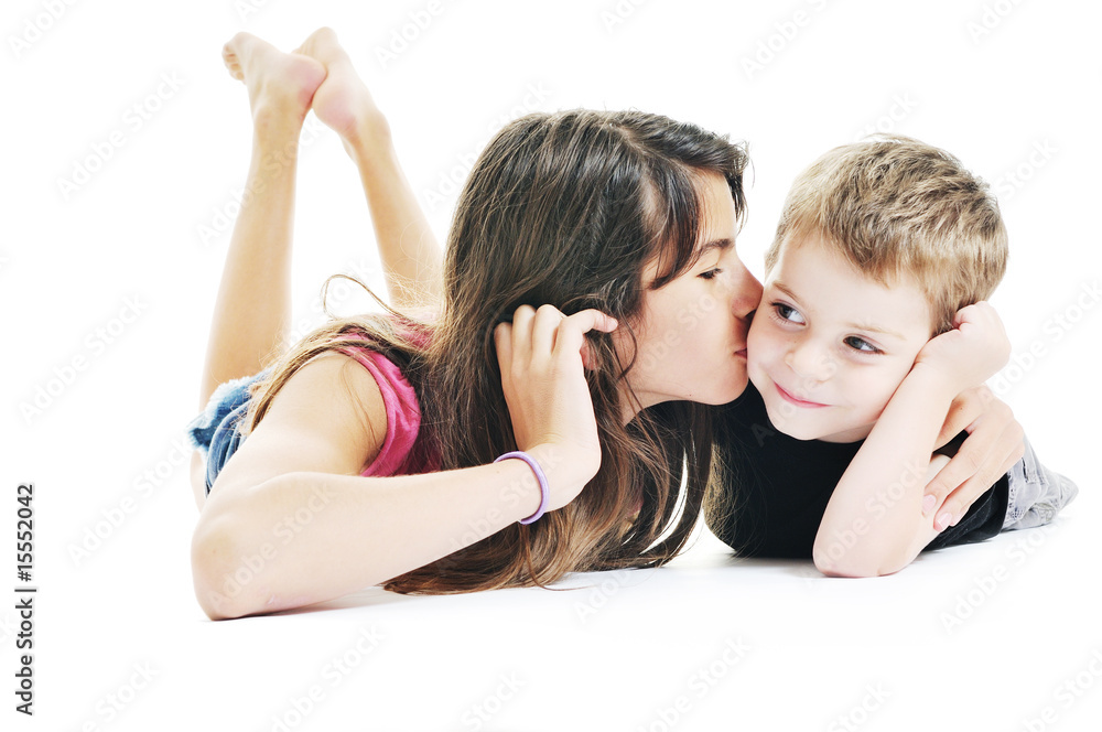 happy child couple isolated on white happy child couple isolated on white