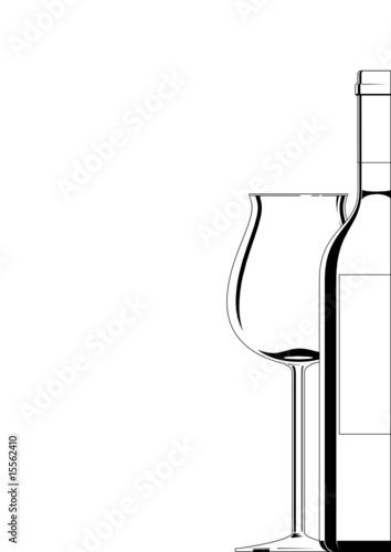 Bordeauxglas mit Flasche