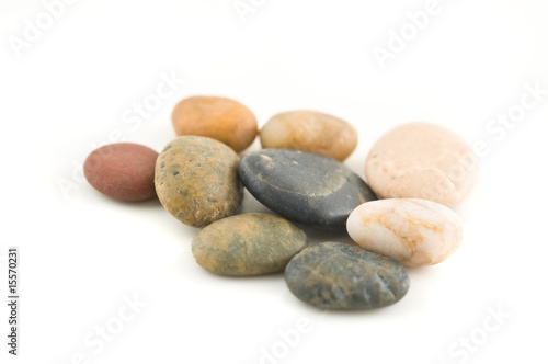 Group of stones on white background, close up shot.