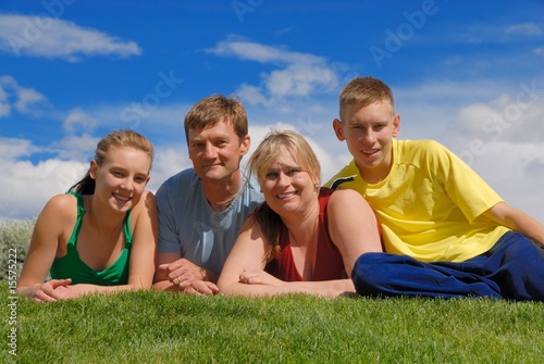 Family on grass