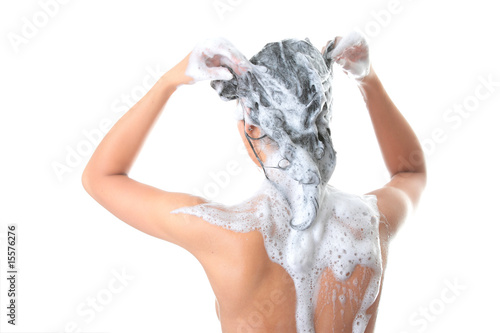 Young woman in shower