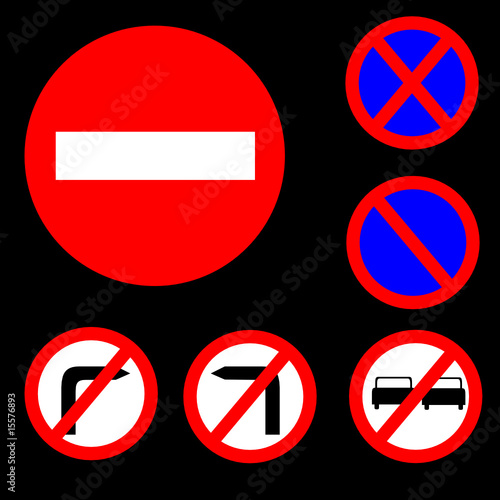 Free Download Six Round Prohibitory Red, white and blue Road Signs Set 1 - GFXLoad