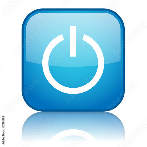 Obraz na płótnie Square button with Power On symbol with reflection 