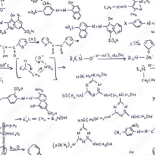 Chemistry Formulas. Seamless. Vector illustration.