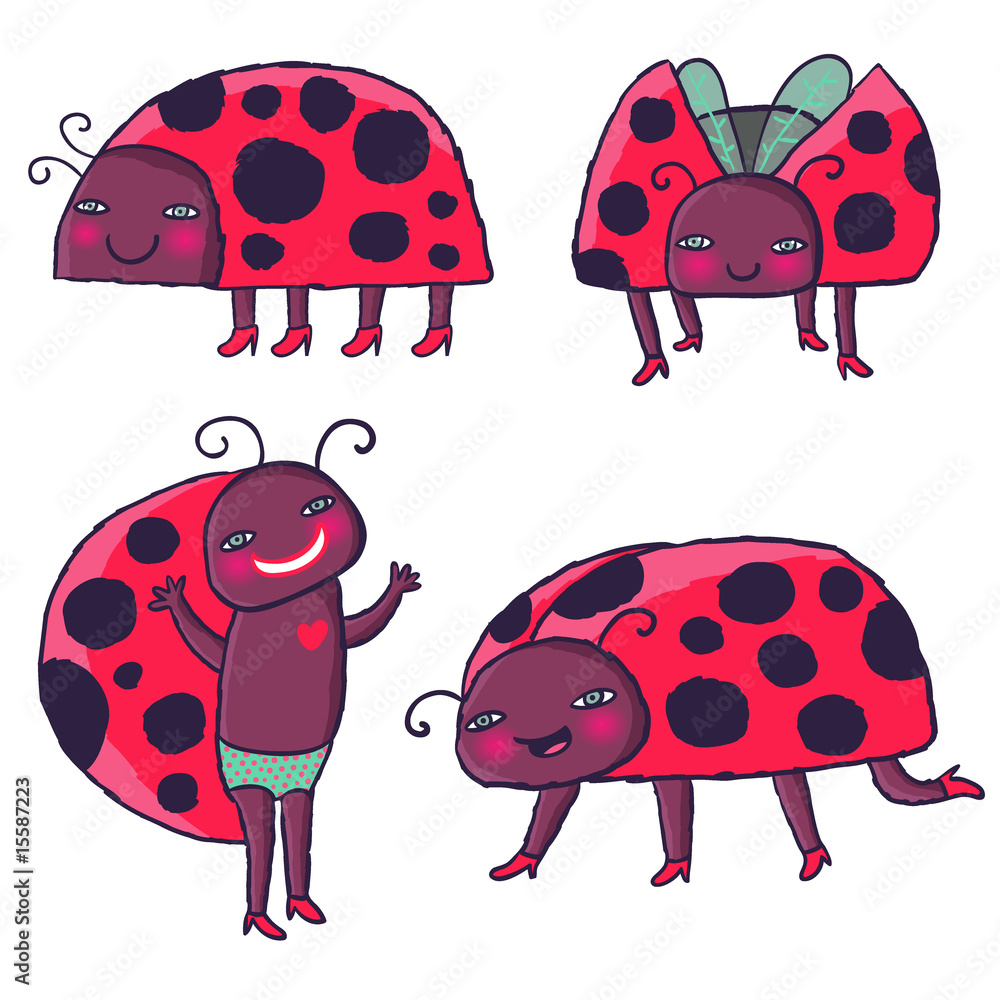 cartoon ladybirds vector set Stock Vector | Adobe Stock