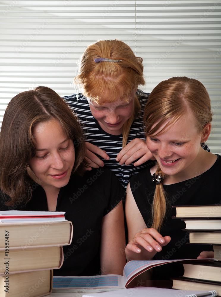Fototapeta premium Cheerful schoolgirls