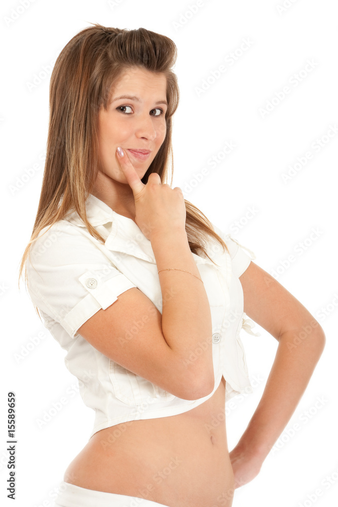 Fototapeta premium Attractive young woman in casual clothing