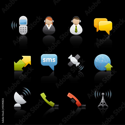 Icon Set in Black - Internet and Comunications