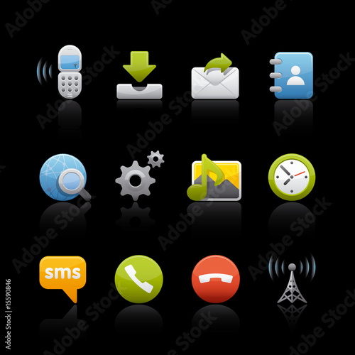 Icon Set in Black - Internet and Comunications