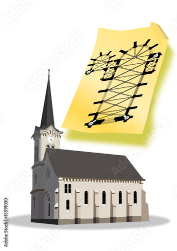 maquette d'église et plan