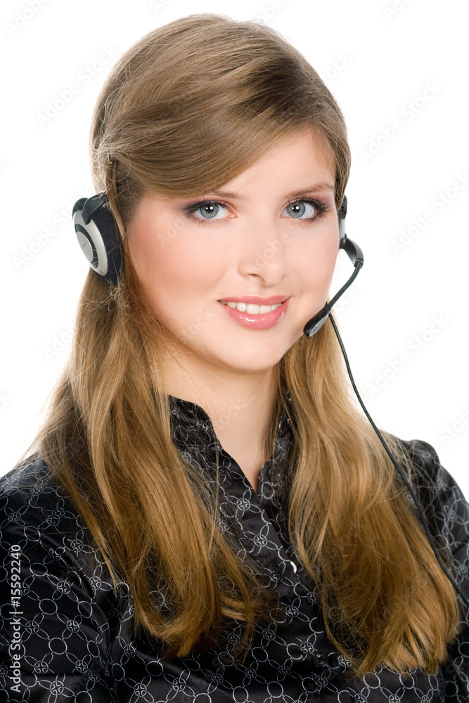 business customer support operator woman smiling - isolated business customer support operator woman smiling - isolated